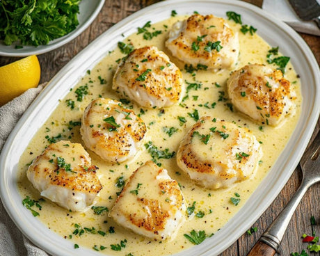 Medalhões de Pescada no Forno com Natas