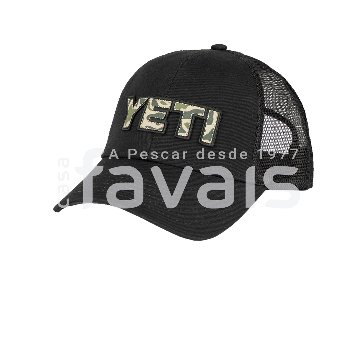 CHAPÉU YETI CAMO LOGO BADGE TRUCKER BLACK